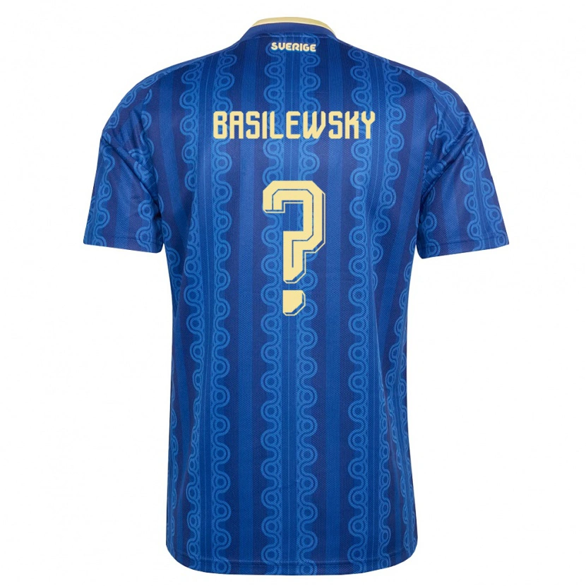 Danxen Hombre Camiseta Suecia Salomon Basilewsky #0 Azul Amarillo Marino 2ª Equipación 26-28 La Camisa
