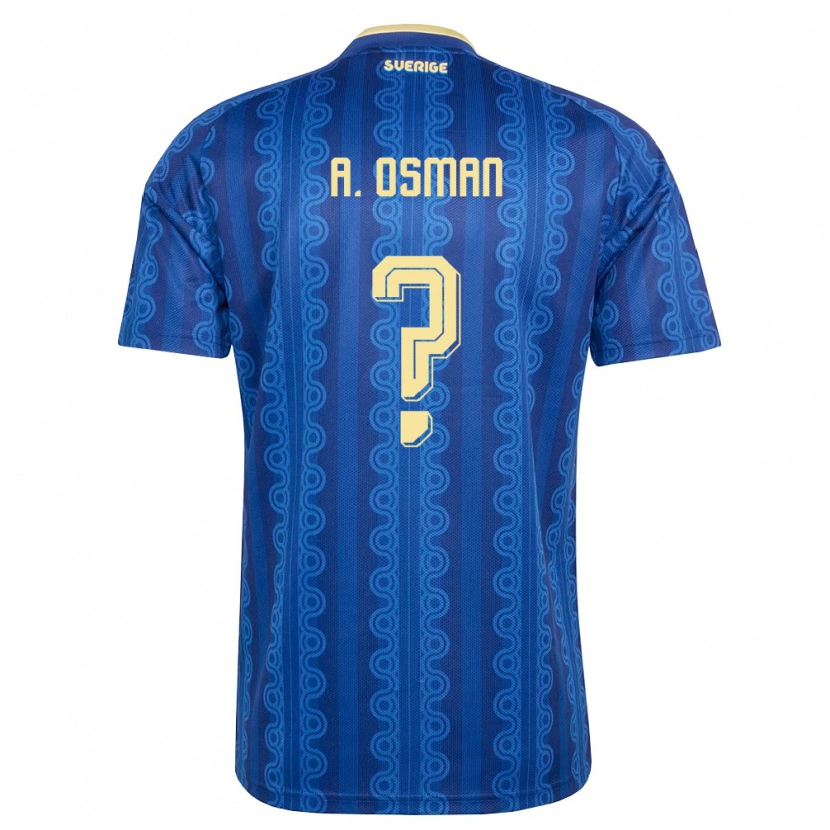 Danxen Hombre Camiseta Suecia Amir Osman #0 Azul Amarillo Marino 2ª Equipación 26-28 La Camisa