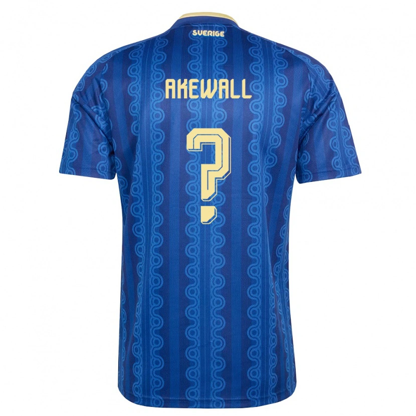 Danxen Hombre Camiseta Suecia Oskar Åkewall #0 Azul Amarillo Marino 2ª Equipación 26-28 La Camisa
