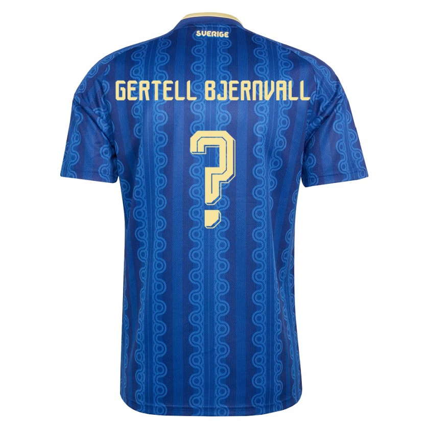 Danxen Hombre Camiseta Suecia Felix Gertell Bjernvall #0 Azul Amarillo Marino 2ª Equipación 26-28 La Camisa