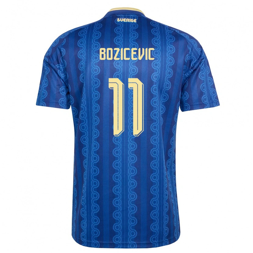 Danxen Hombre Camiseta Suecia Fred Božičević #11 Azul Amarillo Marino 2ª Equipación 26-28 La Camisa