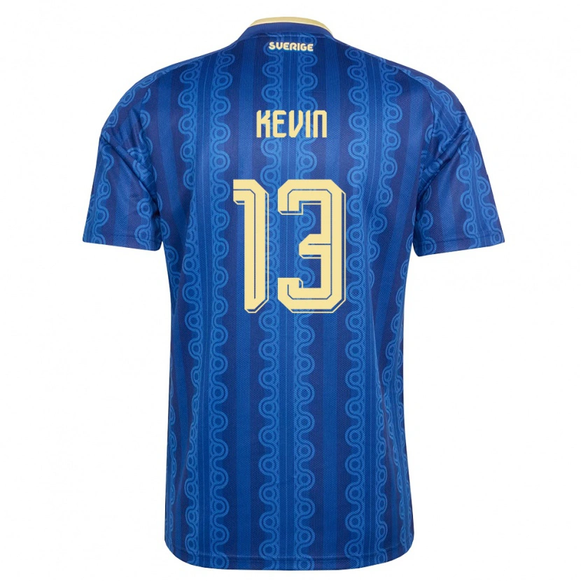 Danxen Hombre Camiseta Suecia Kevin Andersson-Lönnergård #13 Azul Amarillo Marino 2ª Equipación 26-28 La Camisa