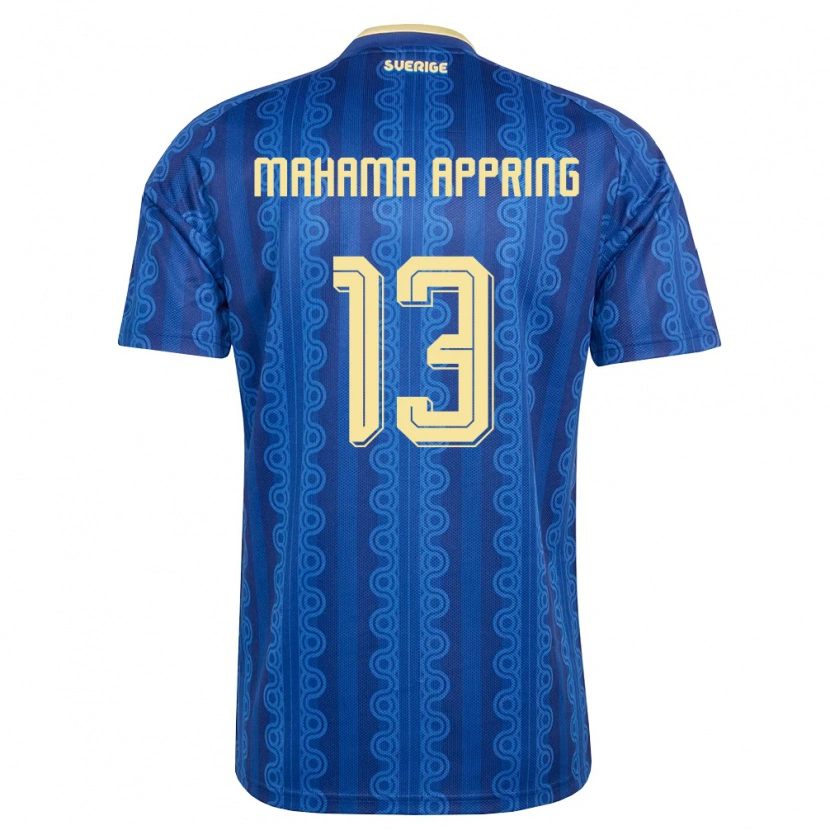 Danxen Hombre Camiseta Suecia Elliot Mahama Appring #13 Azul Amarillo Marino 2ª Equipación 26-28 La Camisa