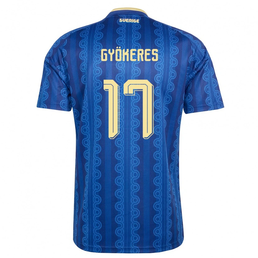Danxen Hombre Camiseta Suecia Viktor Gyökeres #17 Azul Amarillo Marino 2ª Equipación 26-28 La Camisa
