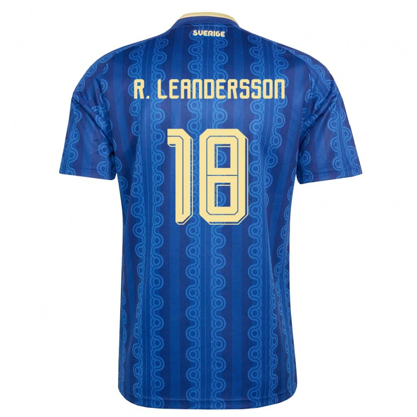 Danxen Hombre Camiseta Suecia Romeo Arrhenius Leandersson #18 Azul Amarillo Marino 2ª Equipación 26-28 La Camisa