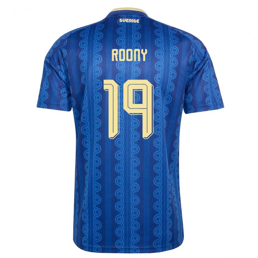 Danxen Hombre Camiseta Suecia Roony Bardghji #19 Azul Amarillo Marino 2ª Equipación 26-28 La Camisa
