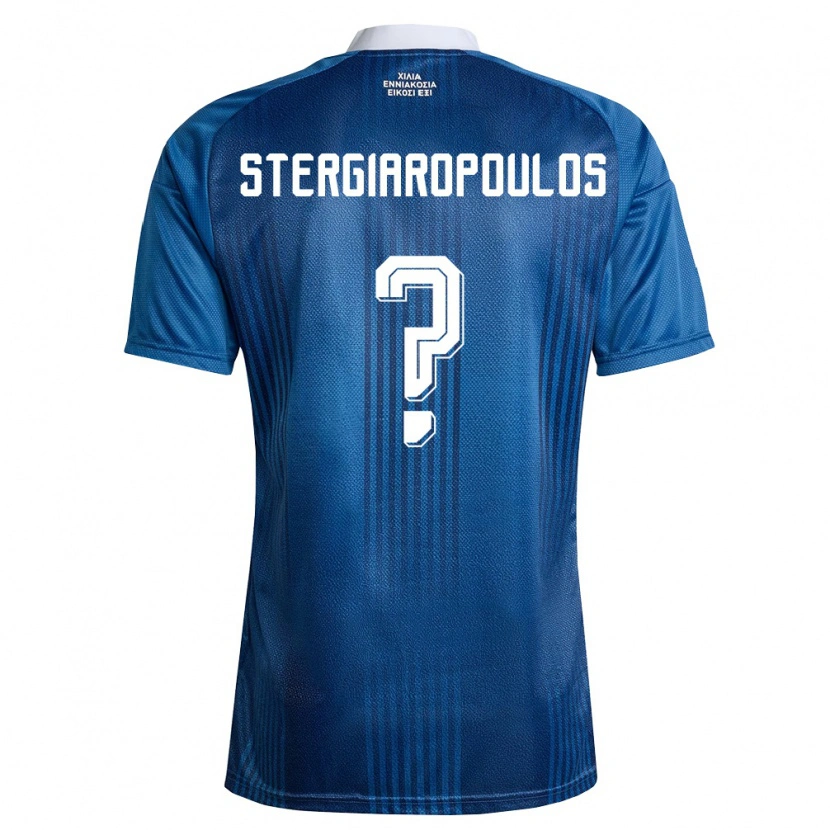 Danxen Hombre Camiseta Grecia Sotiris Stergiaropoulos #0 Marino Azul Blanco 2ª Equipación 26-28 La Camisa