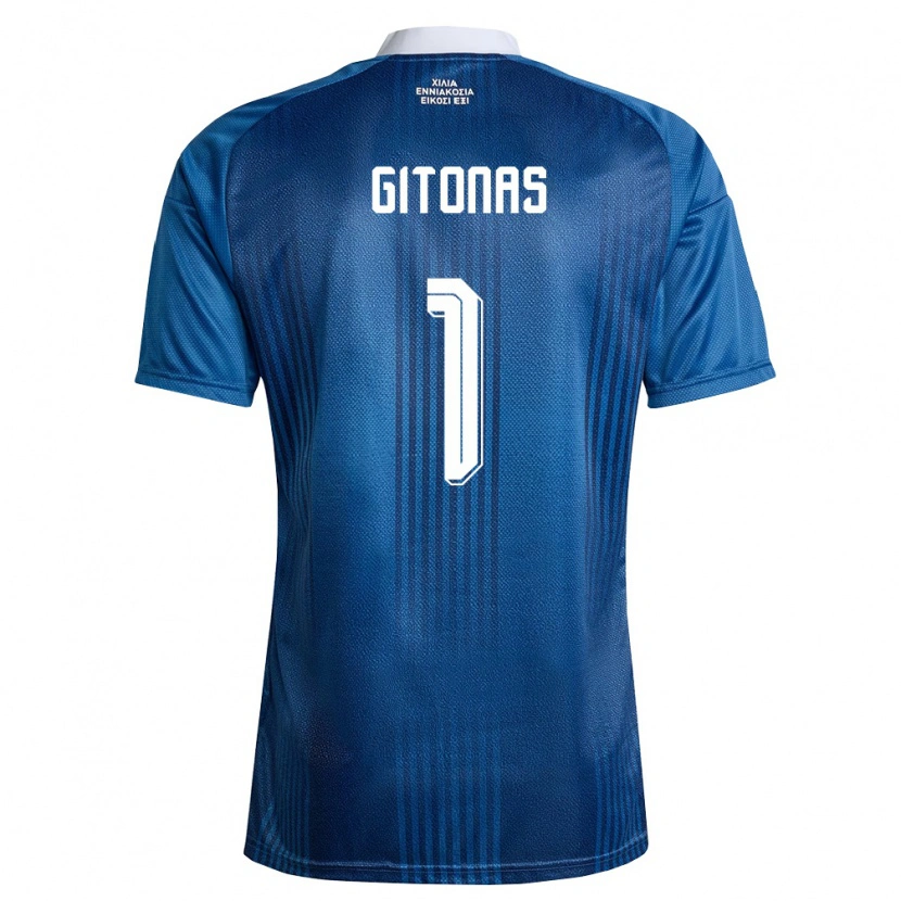 Danxen Hombre Camiseta Grecia Christos Gitonas #1 Marino Azul Blanco 2ª Equipación 26-28 La Camisa