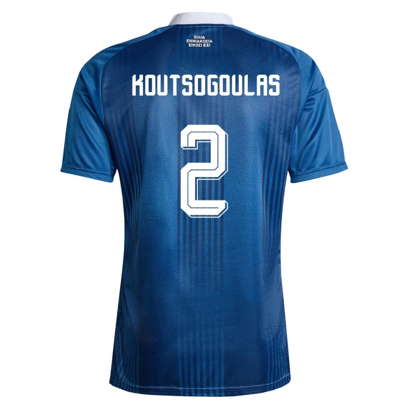 Danxen Hombre Camiseta Grecia Athanasios Koutsogoulas #2 Marino Azul Blanco 2ª Equipación 26-28 La Camisa