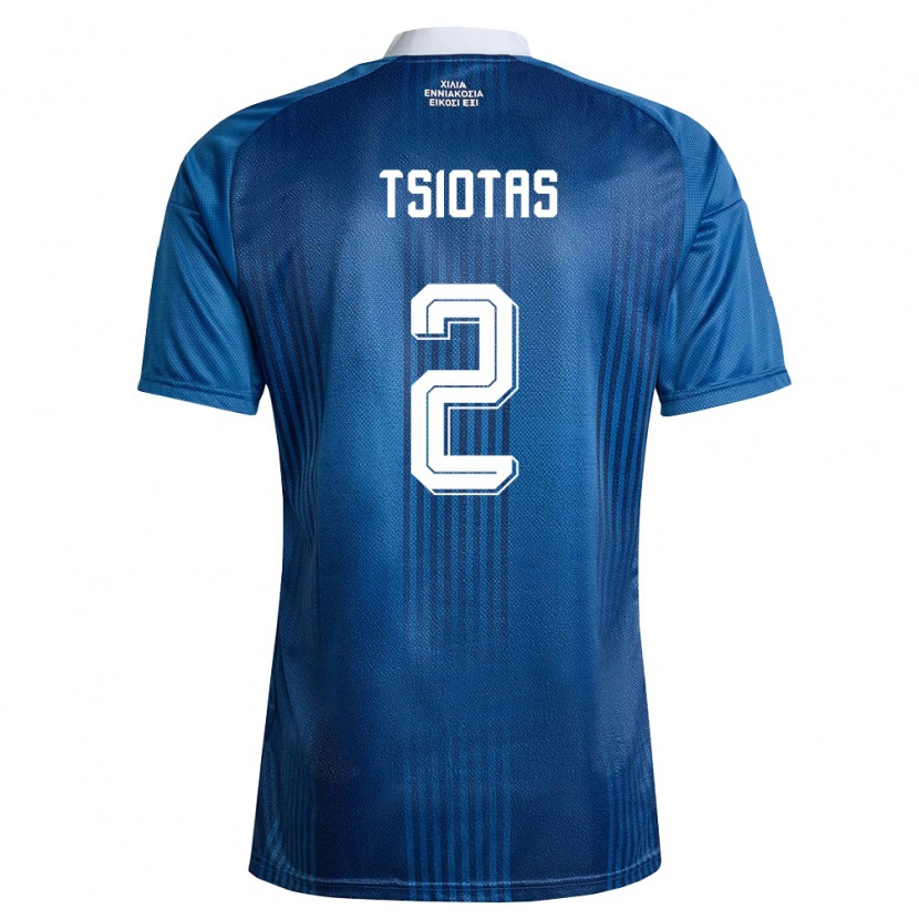 Danxen Hombre Camiseta Grecia Pavlos Tsiotas #2 Marino Azul Blanco 2ª Equipación 26-28 La Camisa