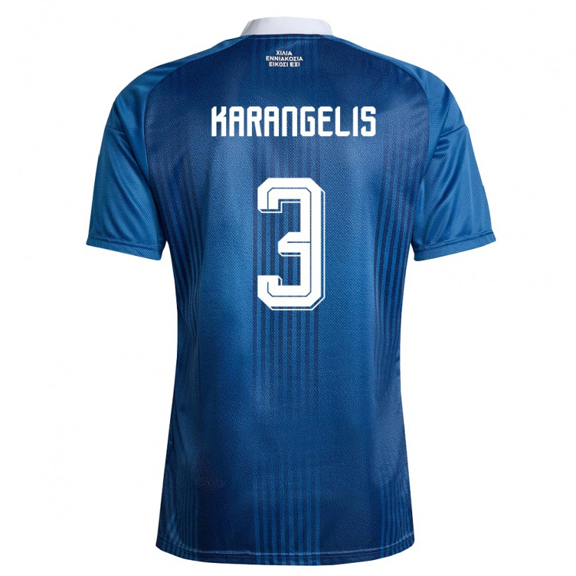 Danxen Hombre Camiseta Grecia Konstantinos Karangelis #3 Marino Azul Blanco 2ª Equipación 26-28 La Camisa