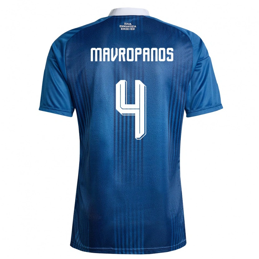 Danxen Hombre Camiseta Grecia Konstantinos Mavropanos #4 Marino Azul Blanco 2ª Equipación 26-28 La Camisa