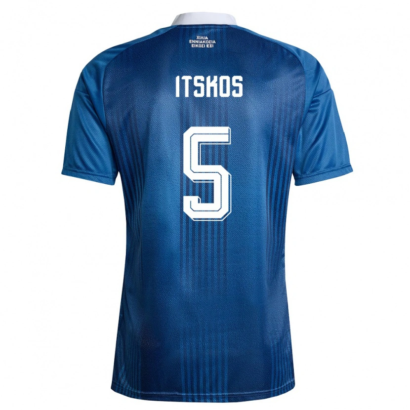 Danxen Hombre Camiseta Grecia Georgios Itskos #5 Marino Azul Blanco 2ª Equipación 26-28 La Camisa