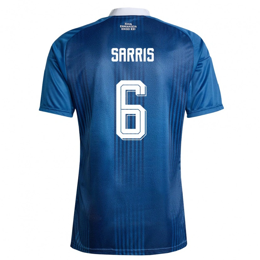 Danxen Hombre Camiseta Grecia Giannis Sarris #6 Marino Azul Blanco 2ª Equipación 26-28 La Camisa