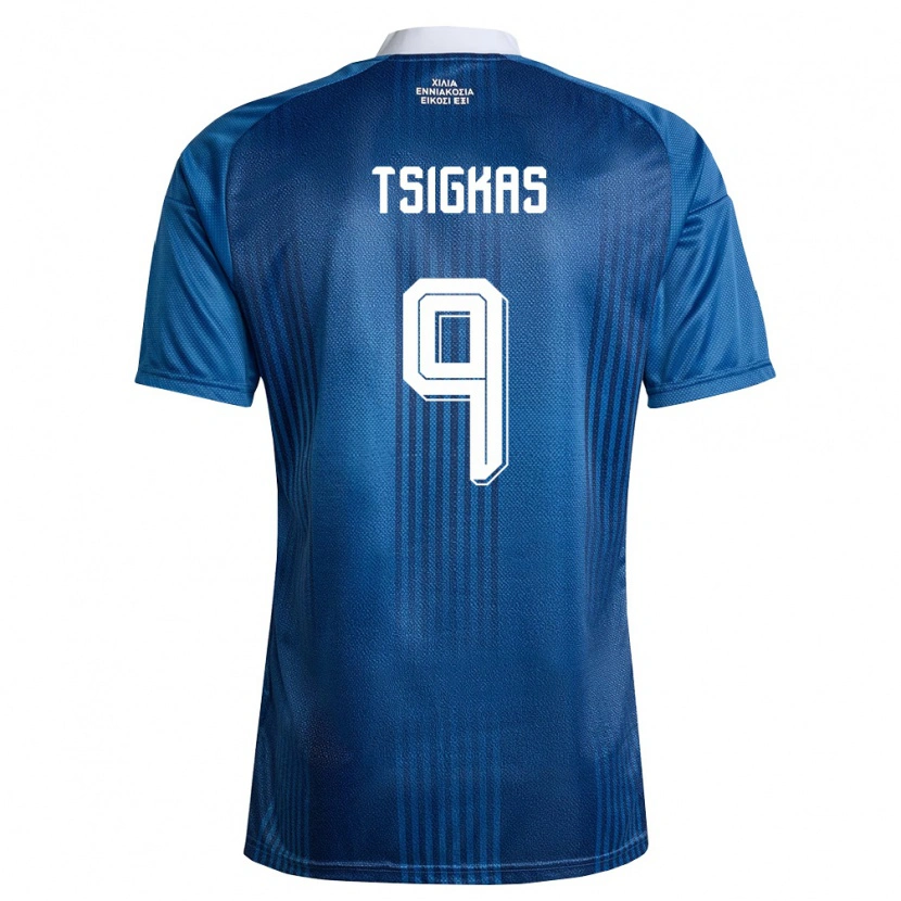 Danxen Hombre Camiseta Grecia Mattheos Tsigkas #9 Marino Azul Blanco 2ª Equipación 26-28 La Camisa