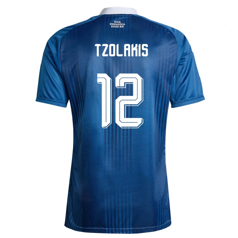 Danxen Hombre Camiseta Grecia Konstantinos Tzolakis #12 Marino Azul Blanco 2ª Equipación 26-28 La Camisa