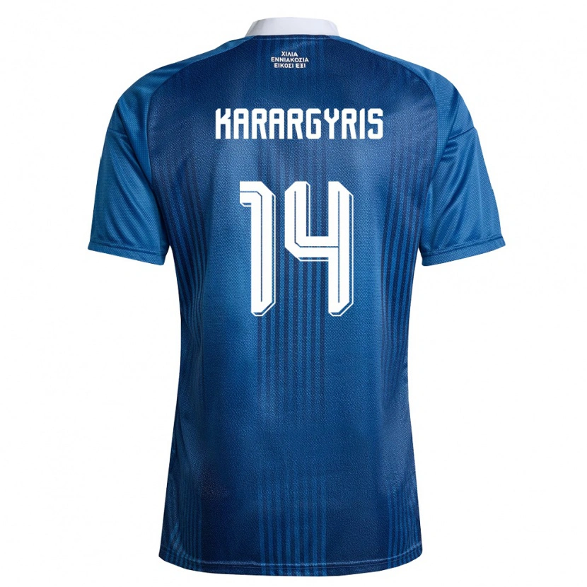 Danxen Hombre Camiseta Grecia Zois Karargyris #14 Marino Azul Blanco 2ª Equipación 26-28 La Camisa