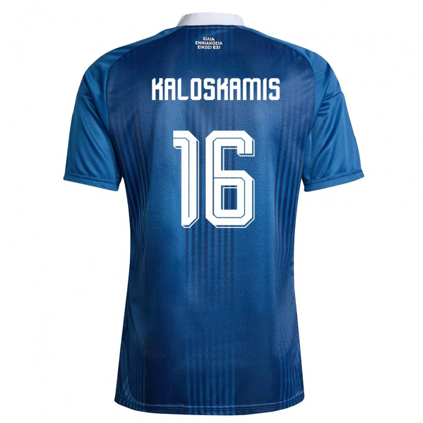 Danxen Hombre Camiseta Grecia Nektarios Kaloskamis #16 Marino Azul Blanco 2ª Equipación 26-28 La Camisa