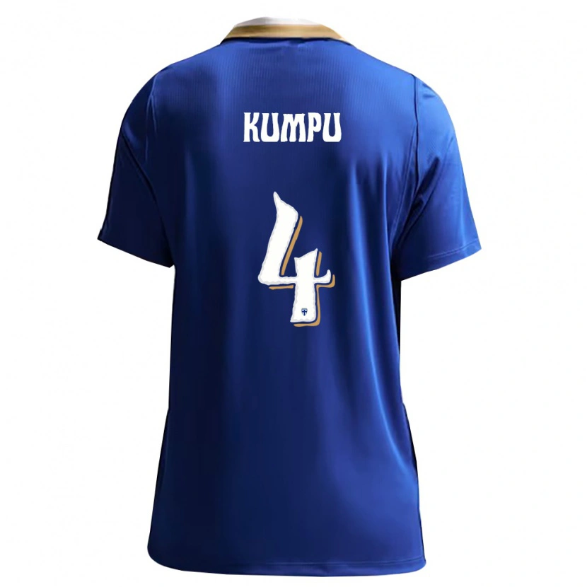 Danxen Hombre Camiseta Finlandia Ville Kumpu #4 Azul Blanco 2ª Equipación 26-28 La Camisa