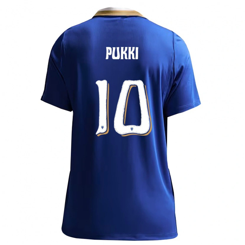 Danxen Hombre Camiseta Finlandia Teemu Pukki #10 Azul Blanco 2ª Equipación 26-28 La Camisa