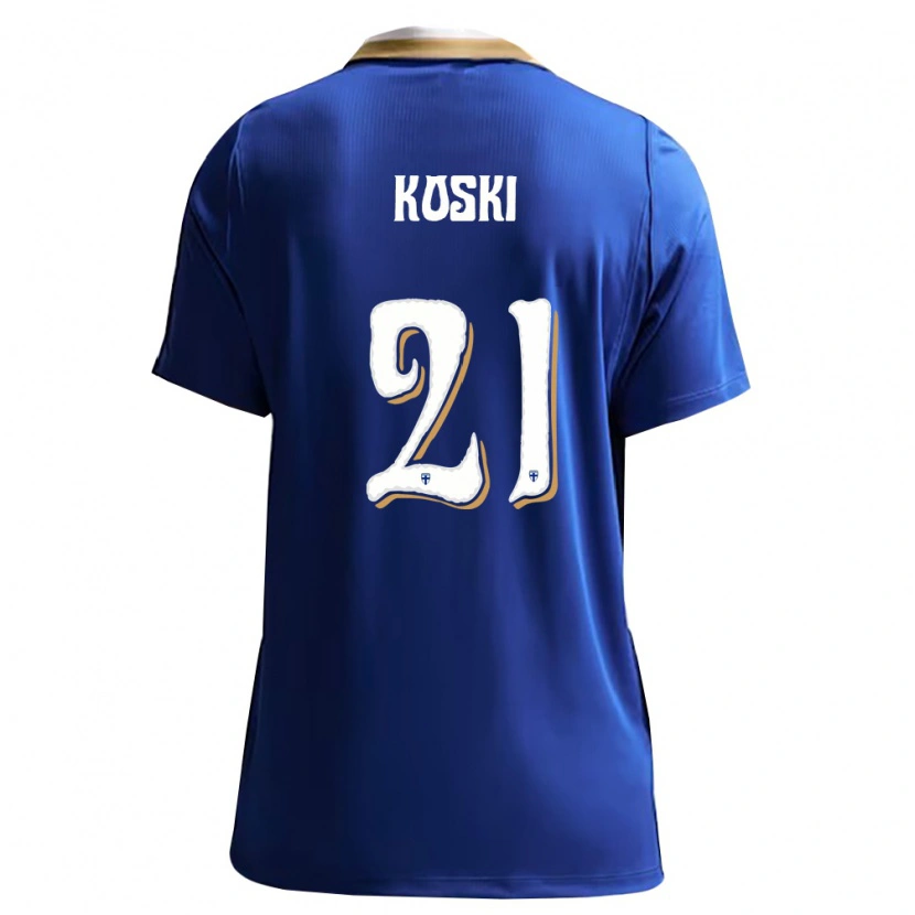 Danxen Hombre Camiseta Finlandia Ville Koski #21 Azul Blanco 2ª Equipación 26-28 La Camisa