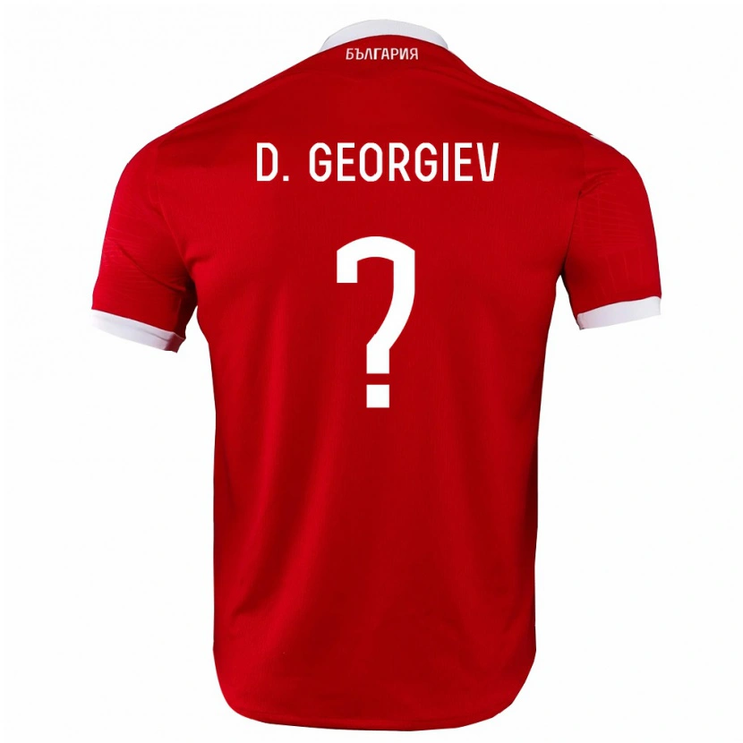 Danxen Hombre Camiseta Bulgaria David Georgiev #0 Rojo Blanco 2ª Equipación 26-28 La Camisa