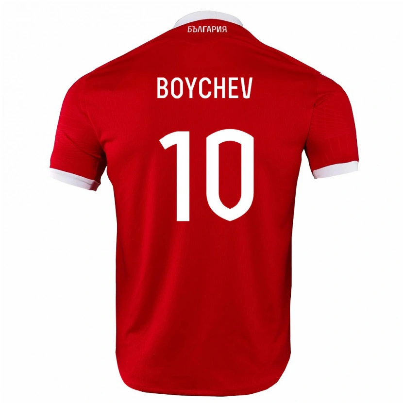 Danxen Hombre Camiseta Bulgaria Marto Boychev #10 Rojo Blanco 2ª Equipación 26-28 La Camisa