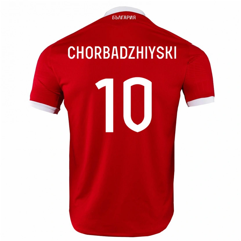 Danxen Hombre Camiseta Bulgaria Georgi Chorbadzhiyski #10 Rojo Blanco 2ª Equipación 26-28 La Camisa