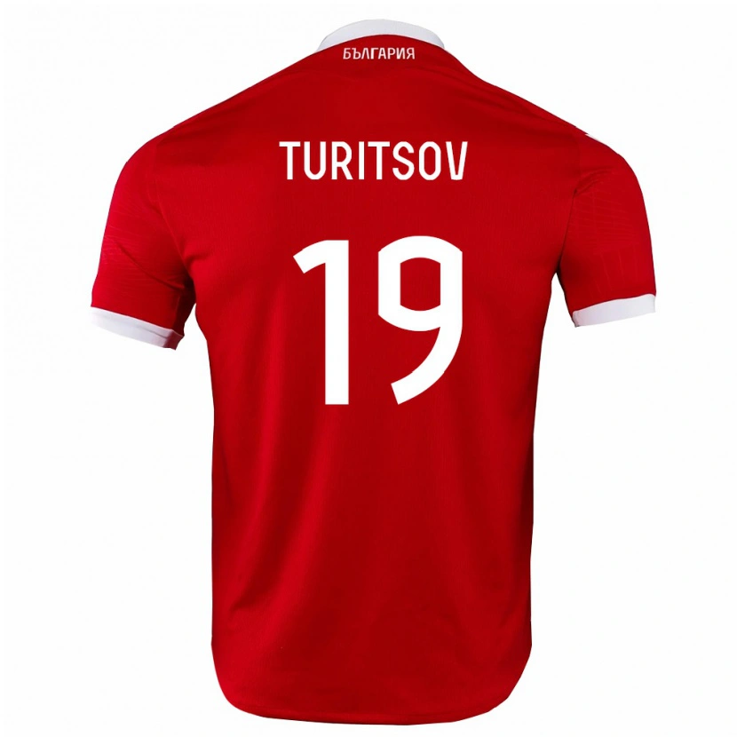 Danxen Hombre Camiseta Bulgaria Ivan Turitsov #19 Rojo Blanco 2ª Equipación 26-28 La Camisa