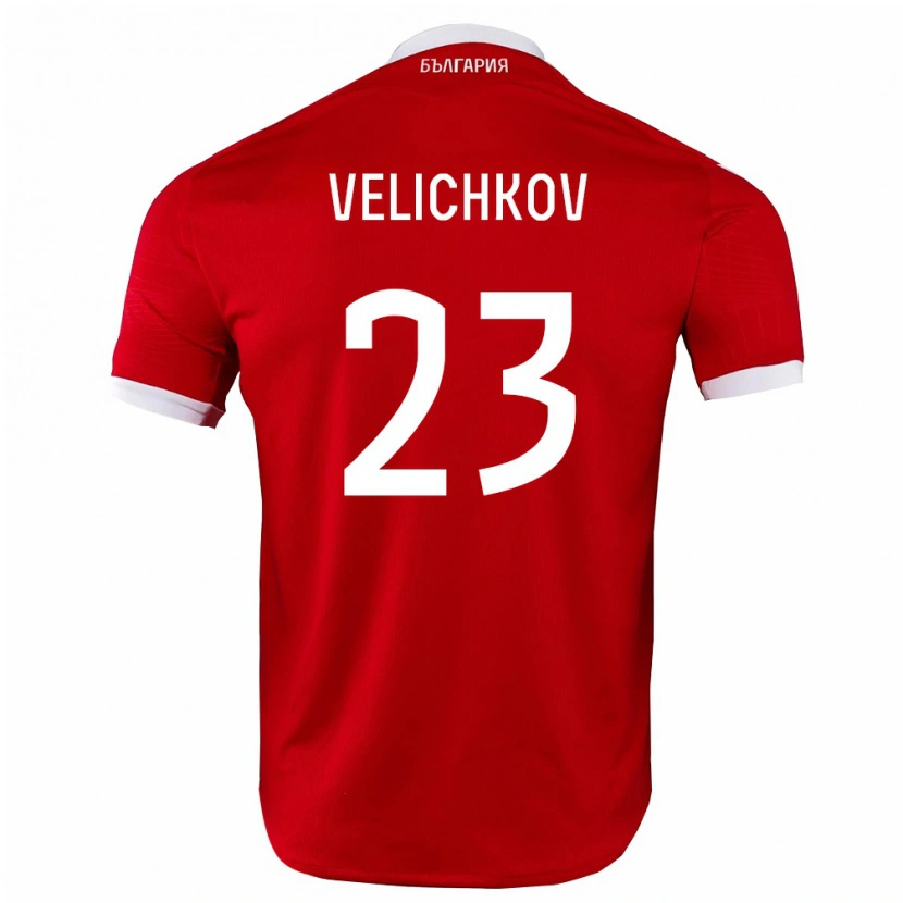 Danxen Hombre Camiseta Bulgaria Martin Velichkov #23 Rojo Blanco 2ª Equipación 26-28 La Camisa