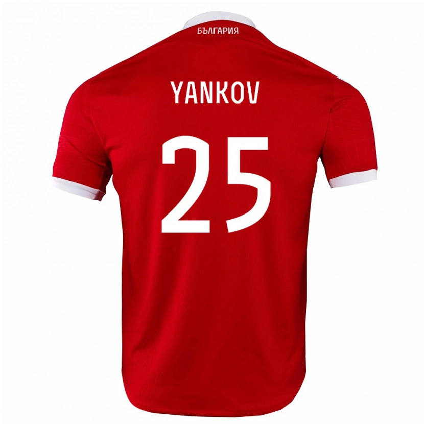 Danxen Hombre Camiseta Bulgaria Dominik Yankov #25 Rojo Blanco 2ª Equipación 26-28 La Camisa