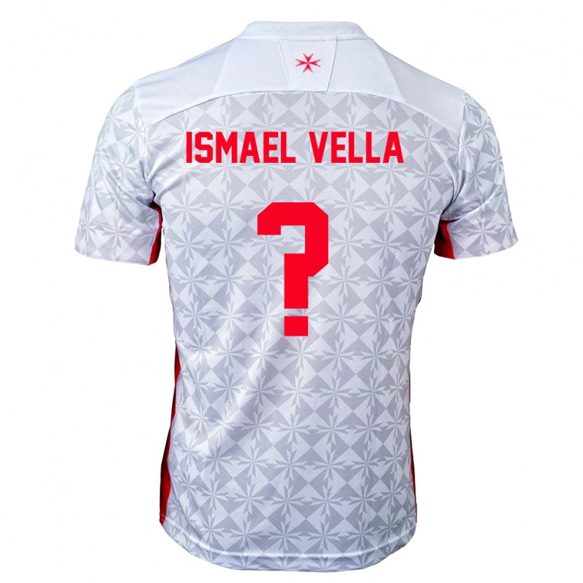 Danxen Hombre Camiseta Malta Ismael Vella #0 Gris Blanco Rojo 2ª Equipación 26-28 La Camisa