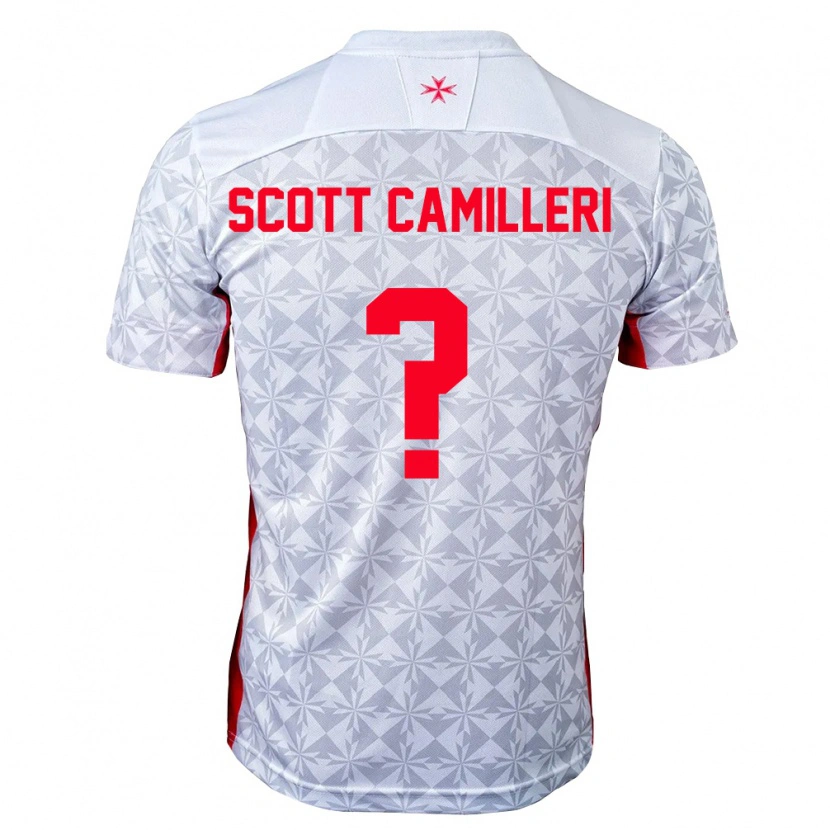Danxen Hombre Camiseta Malta Scott Camilleri #0 Gris Blanco Rojo 2ª Equipación 26-28 La Camisa