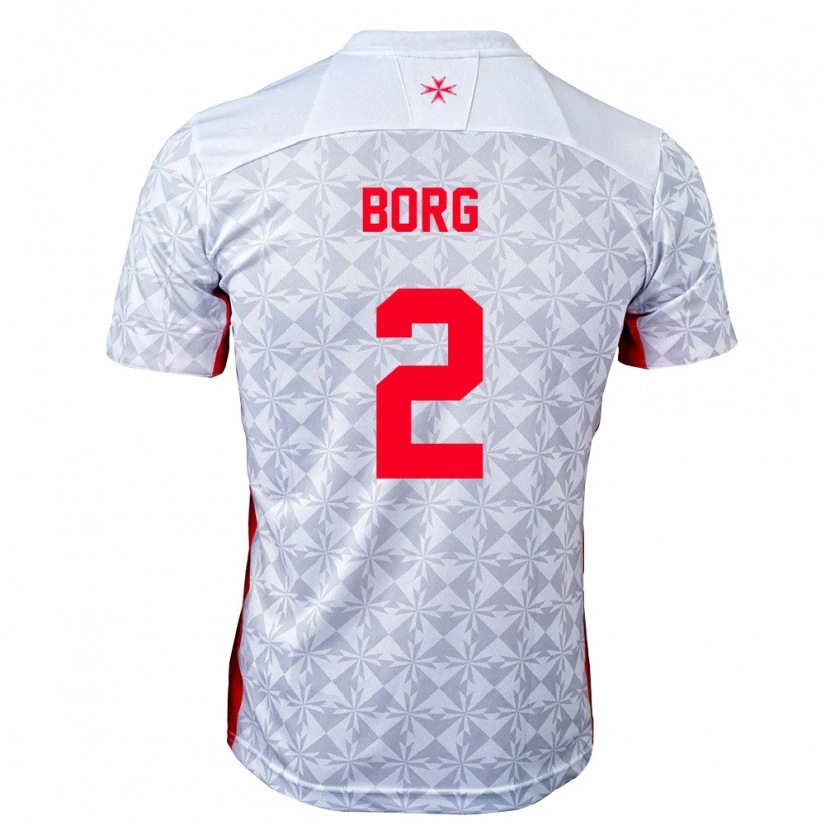 Danxen Hombre Camiseta Malta Jean Borg #2 Gris Blanco Rojo 2ª Equipación 26-28 La Camisa