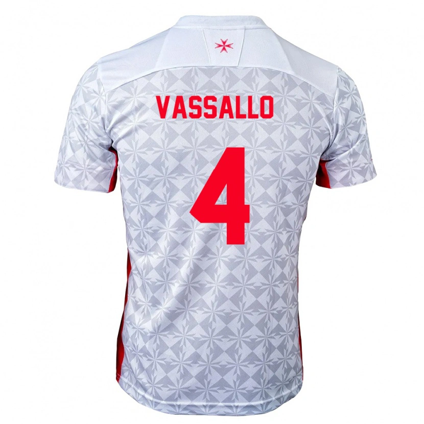 Danxen Hombre Camiseta Malta Jake Vassallo #4 Gris Blanco Rojo 2ª Equipación 26-28 La Camisa