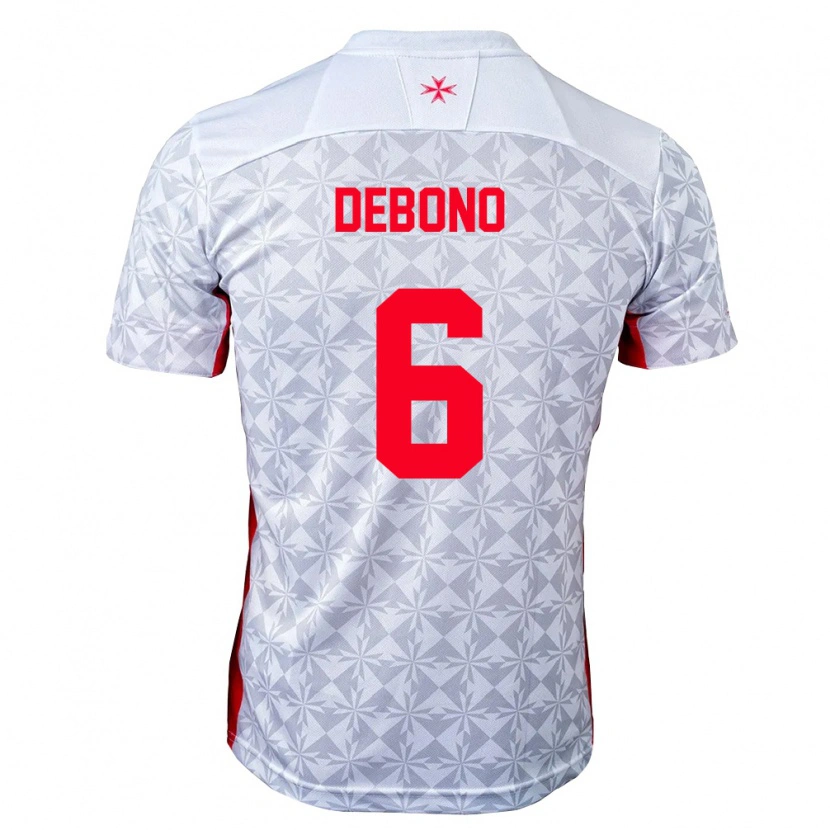Danxen Hombre Camiseta Malta Ryan Debono #6 Gris Blanco Rojo 2ª Equipación 26-28 La Camisa