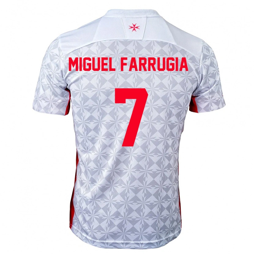 Danxen Hombre Camiseta Malta Miguel Farrugia #7 Gris Blanco Rojo 2ª Equipación 26-28 La Camisa