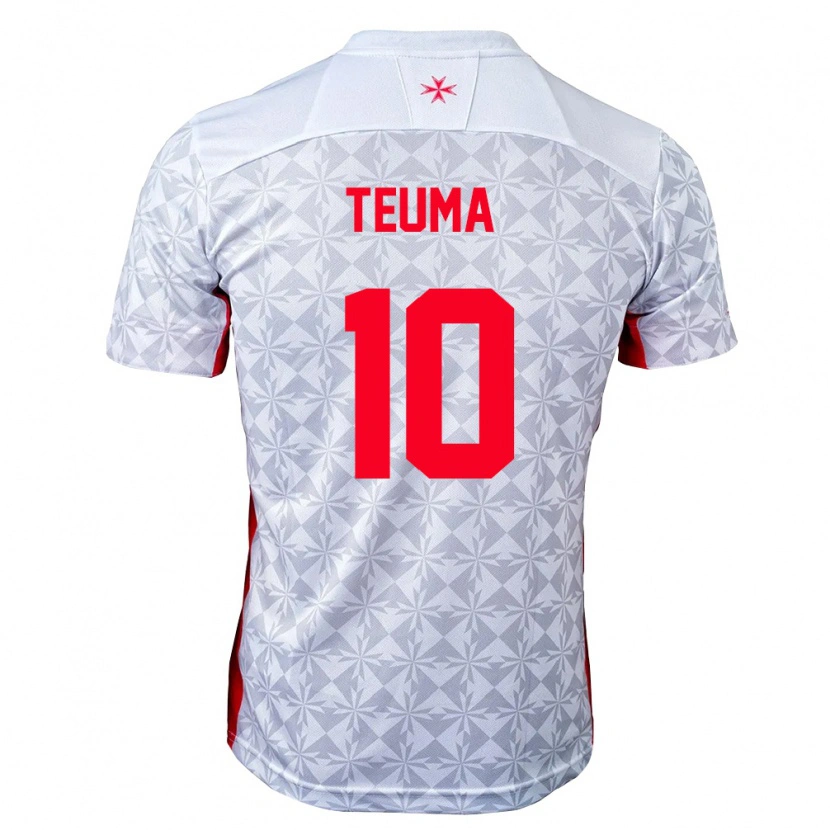 Danxen Hombre Camiseta Malta Teddy Teuma #10 Gris Blanco Rojo 2ª Equipación 26-28 La Camisa