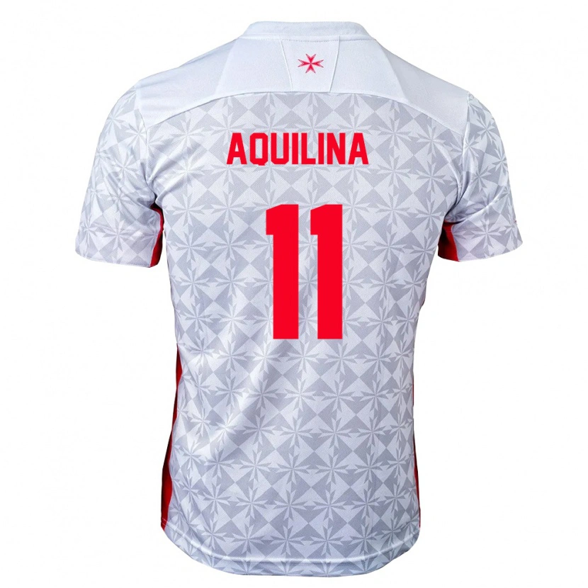 Danxen Hombre Camiseta Malta Ayrem Aquilina #11 Gris Blanco Rojo 2ª Equipación 26-28 La Camisa
