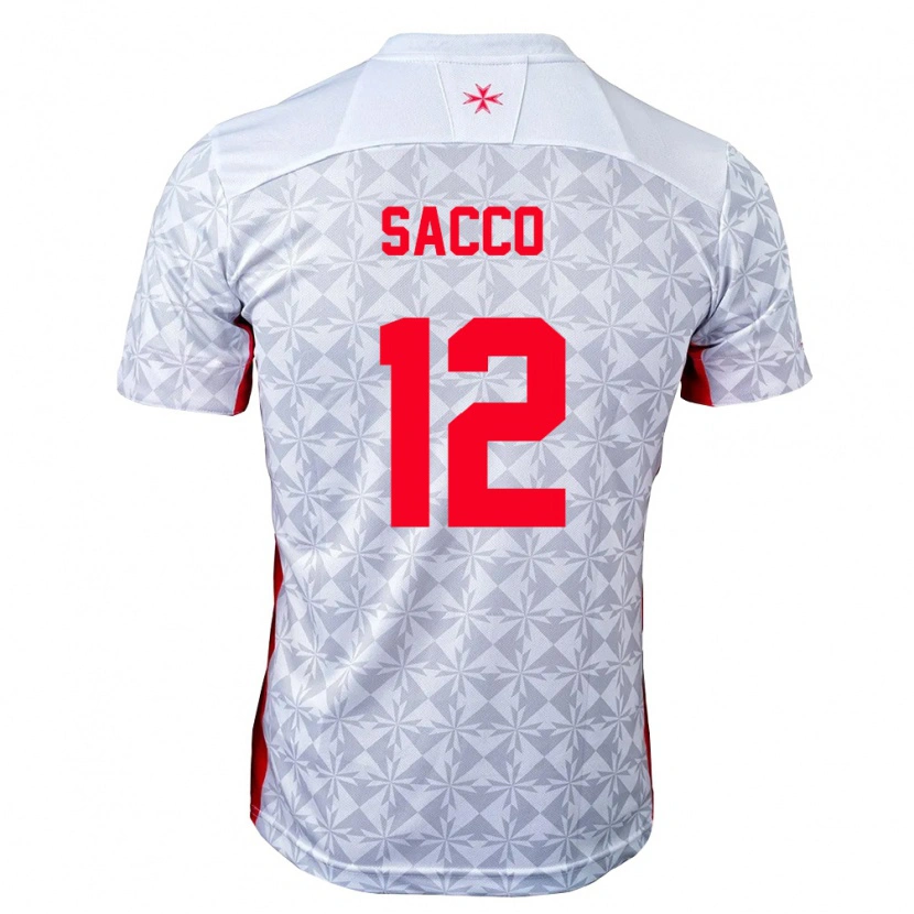 Danxen Hombre Camiseta Malta Hugo Sacco #12 Gris Blanco Rojo 2ª Equipación 26-28 La Camisa