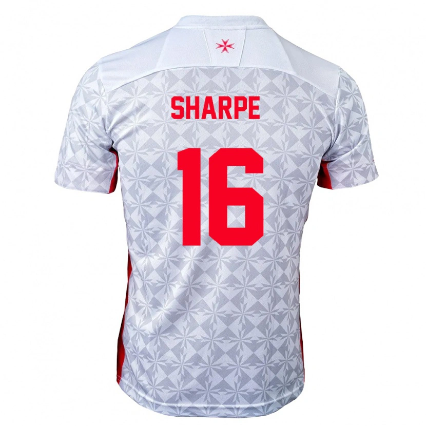 Danxen Hombre Camiseta Malta James Sharpe #16 Gris Blanco Rojo 2ª Equipación 26-28 La Camisa