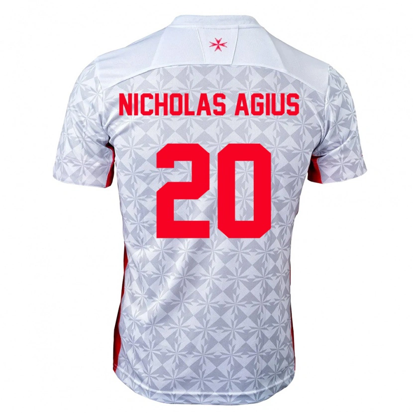 Danxen Hombre Camiseta Malta Nicholas Agius #20 Gris Blanco Rojo 2ª Equipación 26-28 La Camisa