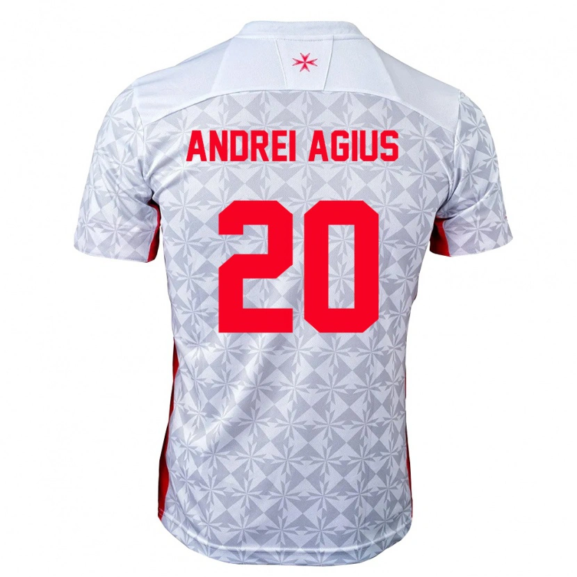 Danxen Hombre Camiseta Malta Andrei Agius #20 Gris Blanco Rojo 2ª Equipación 26-28 La Camisa