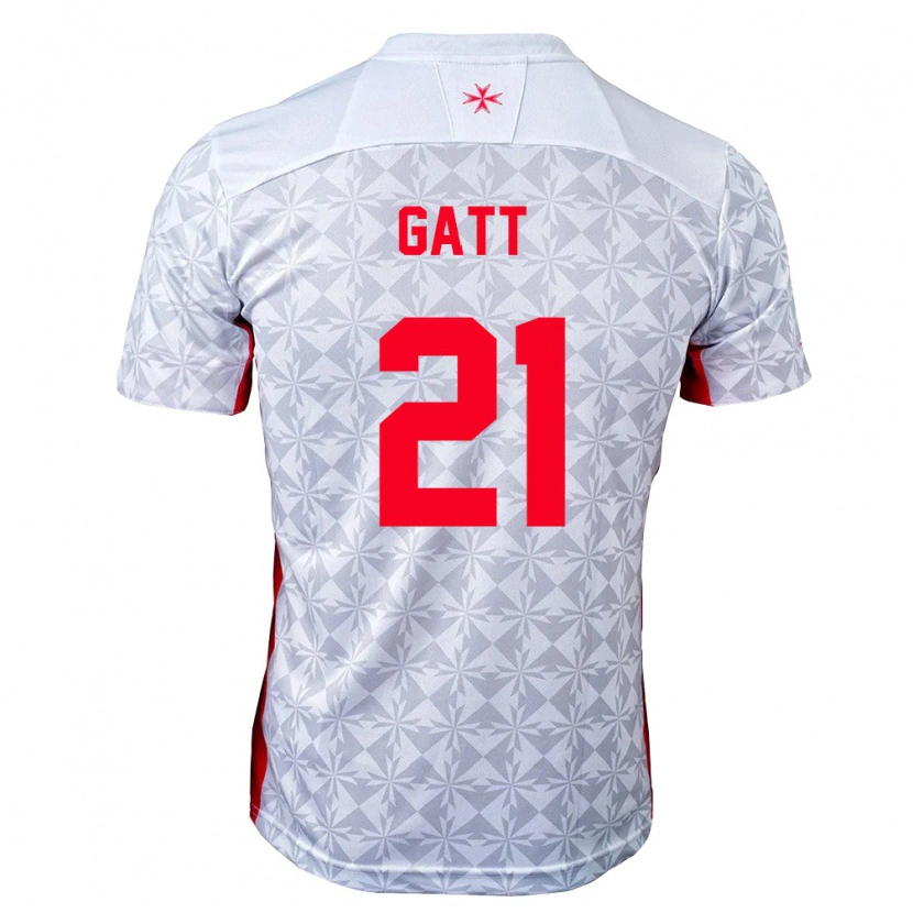 Danxen Hombre Camiseta Malta Sean Gatt #21 Gris Blanco Rojo 2ª Equipación 26-28 La Camisa