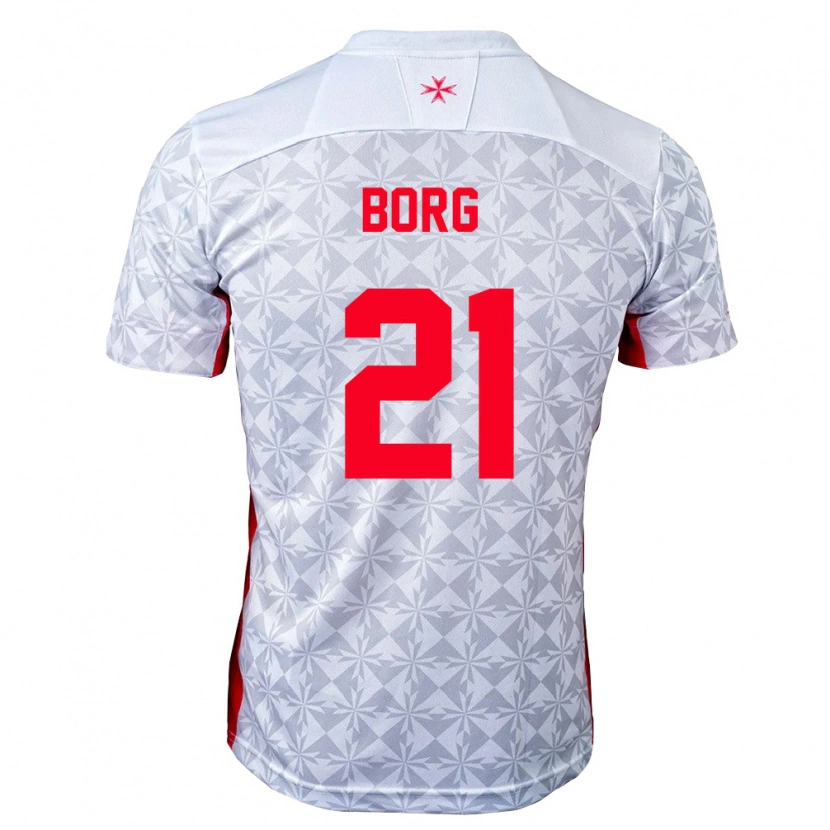 Danxen Hombre Camiseta Malta Jean Borg #21 Gris Blanco Rojo 2ª Equipación 26-28 La Camisa