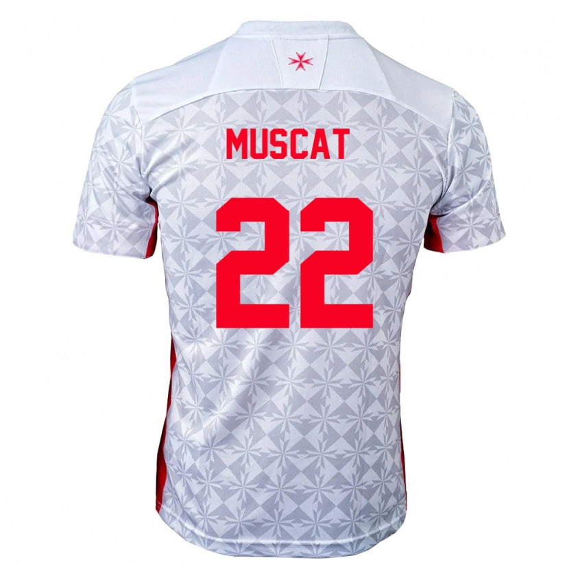 Danxen Hombre Camiseta Malta Zach Muscat #22 Gris Blanco Rojo 2ª Equipación 26-28 La Camisa