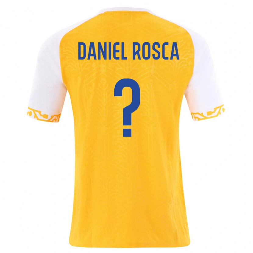 Danxen Hombre Camiseta Moldavia Daniel Rosca #0 Amarillo Blanco 2ª Equipación 26-28 La Camisa