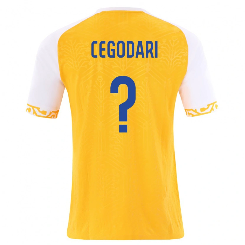 Danxen Hombre Camiseta Moldavia Gheorghe Cegodari #0 Amarillo Blanco 2ª Equipación 26-28 La Camisa