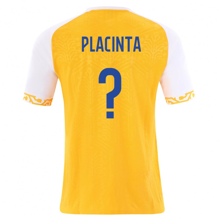 Danxen Hombre Camiseta Moldavia Bogdan Placinta #0 Amarillo Blanco 2ª Equipación 26-28 La Camisa