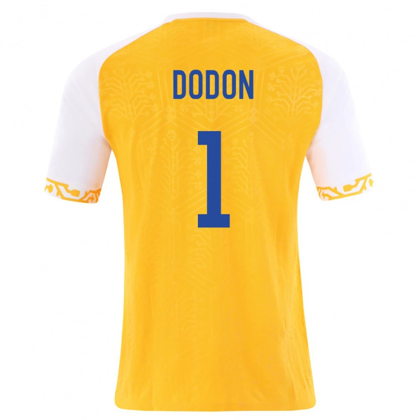 Danxen Hombre Camiseta Moldavia Victor Dodon #1 Amarillo Blanco 2ª Equipación 26-28 La Camisa